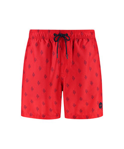 Shiwi Heren Zwemshort MIKE 7" Koraalprint Rood