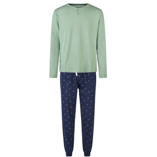 Phil & Co Heren Pyjama Set Lang Groen/Blauw