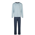 Phil & Co Phil & Co Men's Pyjama Set Interlock Light Blue Striped/Dark Blue