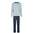 Phil & Co Phil & Co Men's Pyjama Set Interlock Light Blue Striped/Dark Blue