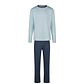 Phil & Co Phil & Co Men's Pyjama Set Interlock Light Blue Striped/Dark Blue
