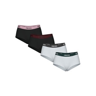 Pieces Women's Hipster PCLOGO Glitter Waistband 4-Pack Black/White
