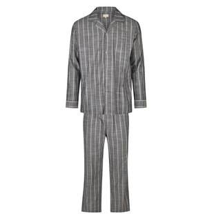 Phil & Co Men's Pyjama Set Long Button Closure Woven Cotton Gray Striped