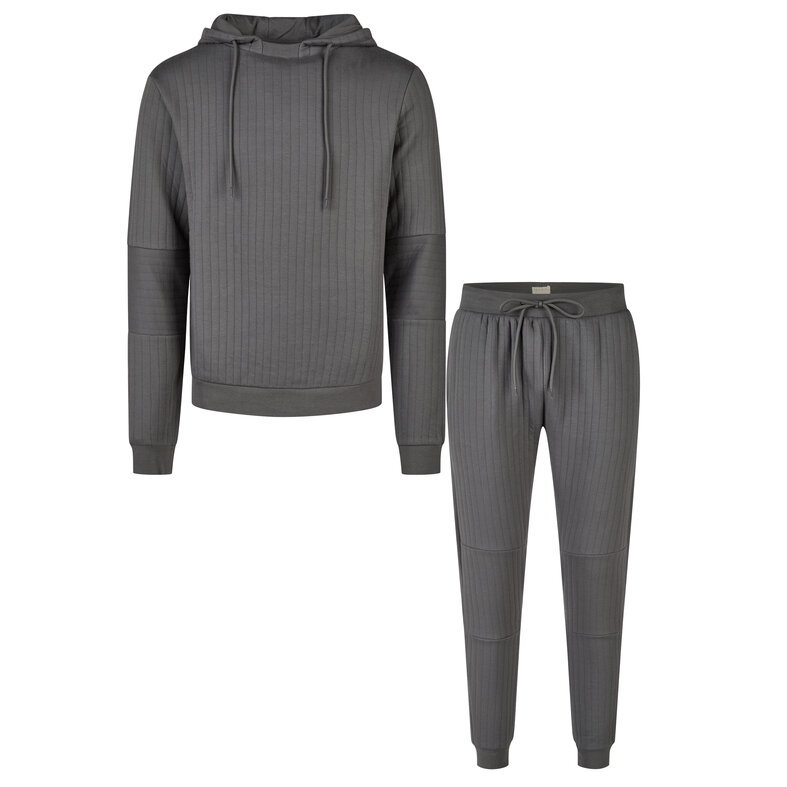 Phil & Co Phil & Co Men's Lounge Jacquard Sweat Set Anthracite