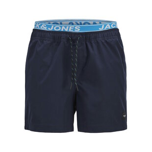 Jack & Jones Heren Zwemshort JPSTMAUI Neon Dubbele Waistband Donkerblauw/Lichtblauw