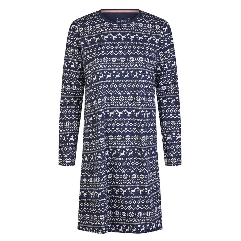 By Louise By Louise Ladies Nightshirt Long Sleeve Winter Print Blue