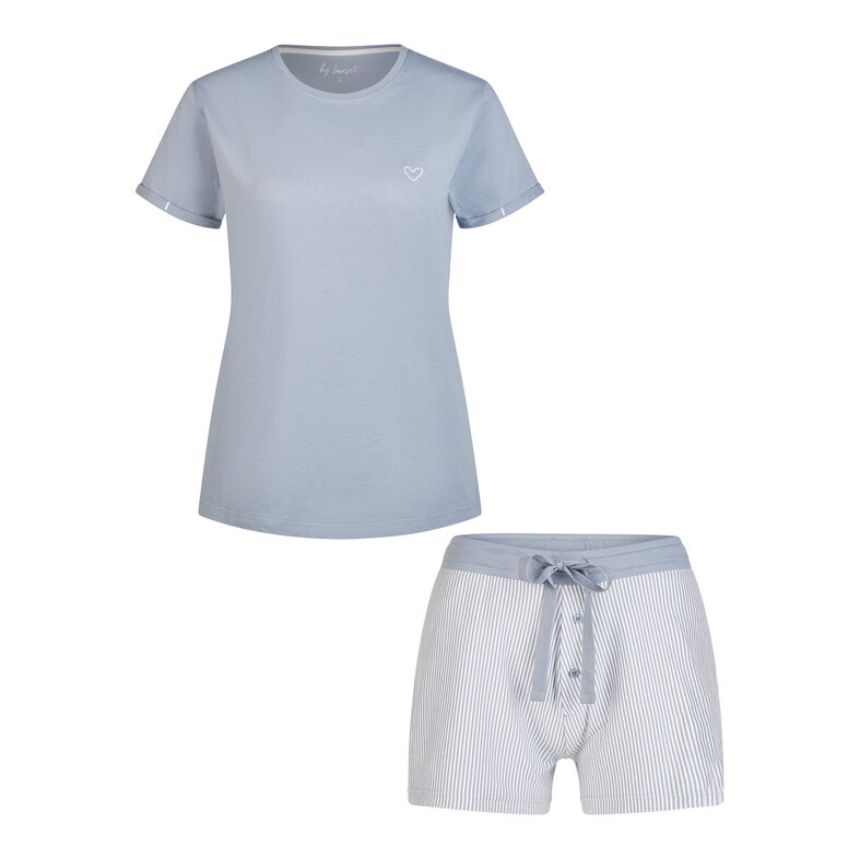 By Louise By Louise Essential Ladies Short Pajama Set Short Pants Light Blue