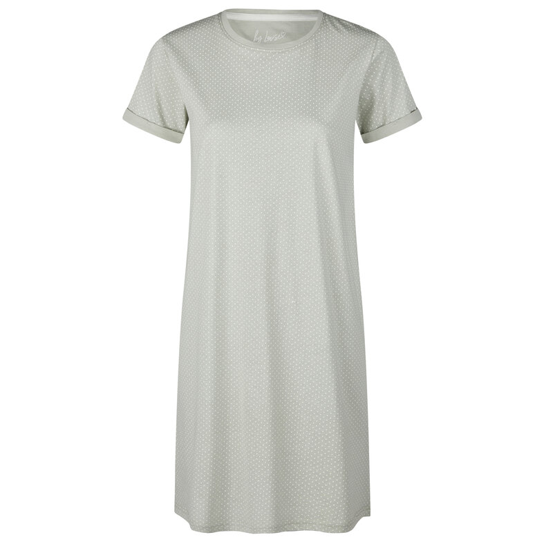 By Louise By Louise Dames Nachthemd Korte Mouw Groen Gestipt