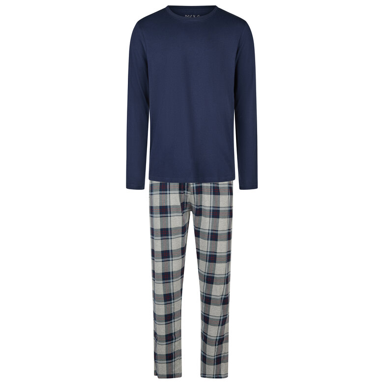 Phil & Co Phil & Co Men's Pyjama Set Long Blue/Grey Checkered