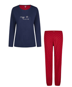 By Louise Ladies Pyjama Set Long Cotton Blue