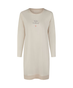 By Louise Dames Nachthemd Lange Mouw Beige Gestreept