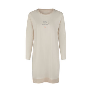 By Louise Dames Nachthemd Lange Mouw Beige Gestreept