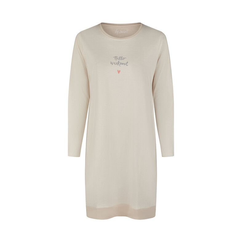 By Louise By Louise Ladies Long Sleeve Nightshirt Beige Striped