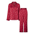 PIECES Pieces Dames Pyjama Set PCJYTTE Hartjes Satijn Nachtset Rood