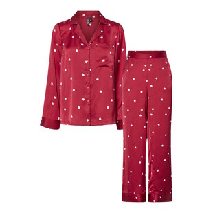 Pieces Ladies Pajama Set PCJYTTE Hearts Satin Night Set Red