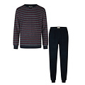 Phil & Co Phil & Co Men's Winter Pajama Set Long Terry Dark Blue Striped
