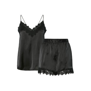 Pieces Ladies Pyjamas PCJENNA Night Set Satin Black