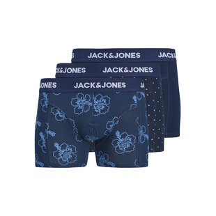 Jack & Jones Men's Boxer Shorts Trunks JACANTHONY Print 3-Pack Blue