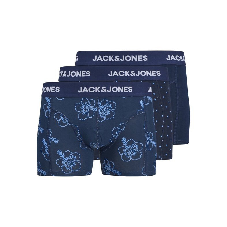 Jack & Jones Jack & Jones Heren Boxershorts Trunks JACANTHONY Print 3-Pack Blauw