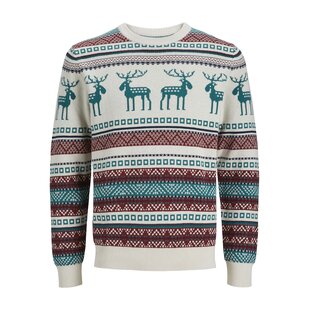 Jack & Jones Heren Kersttrui Gebreid JORSNOWBALL Moonbeam Grijs