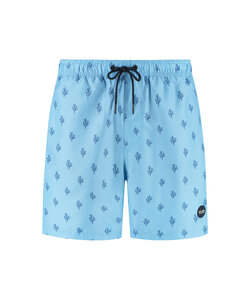 Shiwi Heren Zwemshort MIKE 7" Koraalprint Lichtblauw