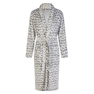 By Louise Ladies Bathrobe Fleece Grey Panther Print