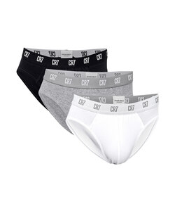 CR7 Men's Briefs 3-Pack Plain Black/White/Gray