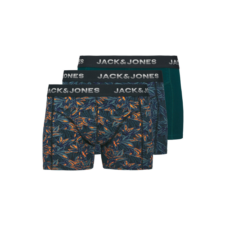 Jack & Jones Jack & Jones Heren Boxershorts Trunks JACMAXWELL 3-Pack Donkerblauw/Oranje