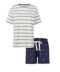 By Louise Ladies Short Pajama Set Shortama Off-White