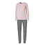 By Louise By Louise Dames Pyjama Set Lang Katoen Roze / Grijs