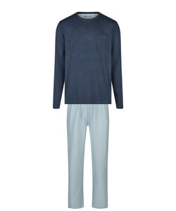 Phil & Co Men's Pyjama Set Interlock Dark Blue/Light Blue Striped