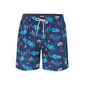 Happy Shorts Happy Shorts Heren Zwemshort Tropisch Eiland Print Donkerblauw