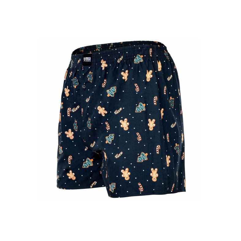 Happy Shorts Happy Shorts Wide Christmas Boxer Shorts Men's Gingerbread Blue