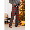 Happy Shorts Happy Shorts Men's Christmas Pajama Set Shirt + Pants Gray/Red Checkered Flannel