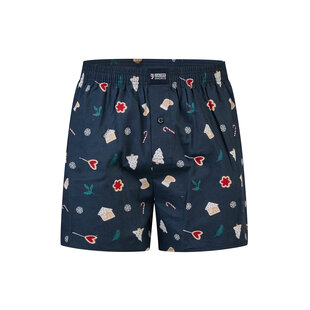 Happy Shorts Wijde Kerst Boxershort Heren X-mas Cookies Blauw