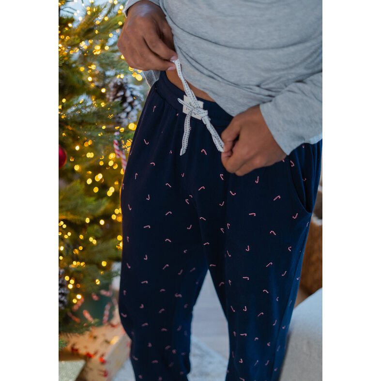Happy Shorts Happy Shorts Men's Pyjama Pants Long Dark Blue Sandy Christmas Print