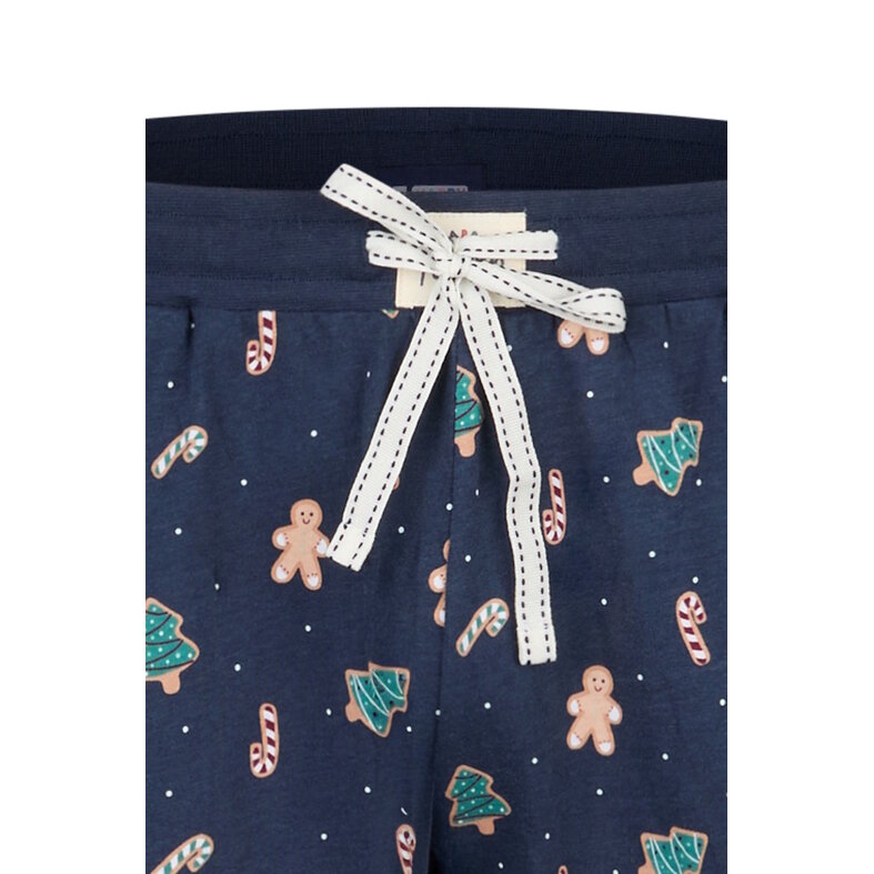 Happy Shorts Happy Shorts Men's Pyjama Pants Long Dark Blue Gingerbread Christmas Print