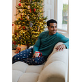 Happy Shorts Happy Shorts Men's Pyjama Pants Long Dark Blue Gingerbread Christmas Print