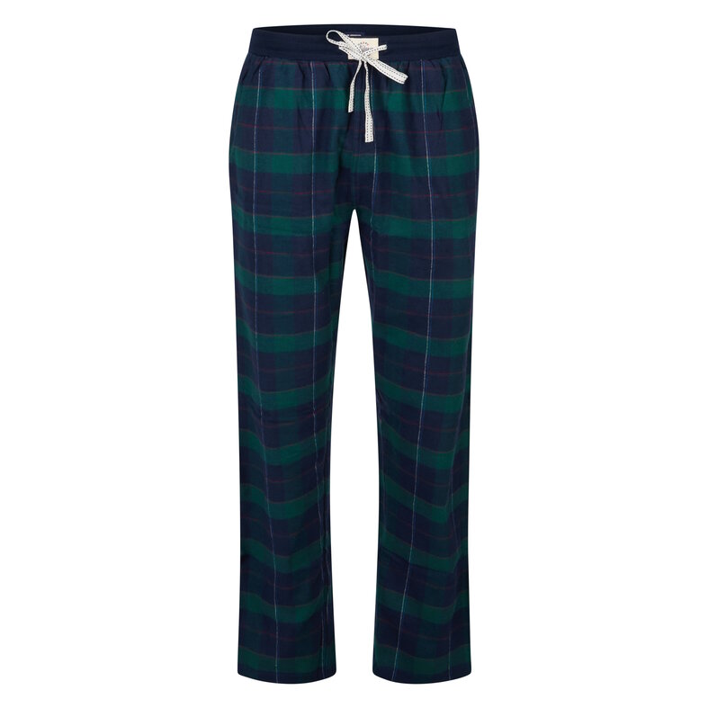 Happy Shorts Happy Shorts Men's Pyjama Pants Long Dark Blue/Green Checkered Flannel