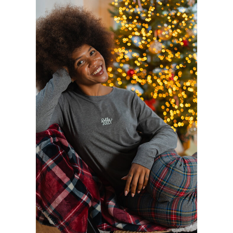 Happy Shorts Happy Shorts Dames Pyjama Broek Lang Grijs/Rood Geruit Flanel