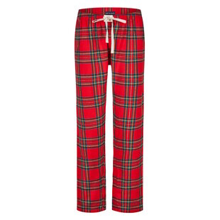 Happy Shorts Ladies Pyjama Pants Long Red Checkered Flannel