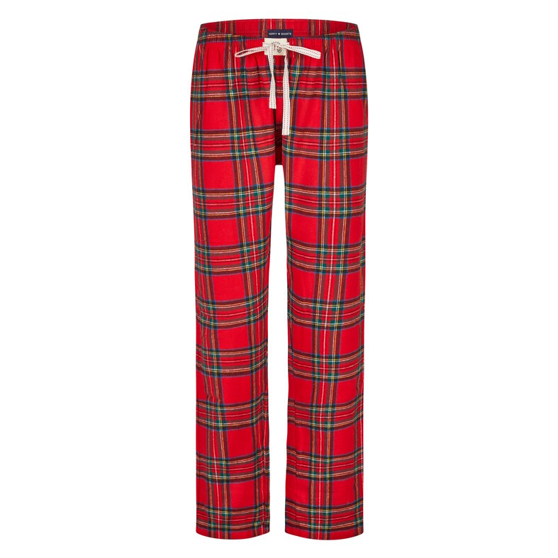 Happy Shorts Happy Shorts Dames Pyjama Broek Lang Rood Geruit Flanel