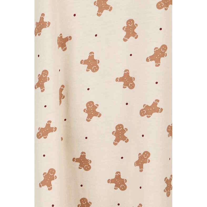 Happy Shorts Happy Shorts Dames Kerst Nachthemd Lange Mouw Wit Gingerbread