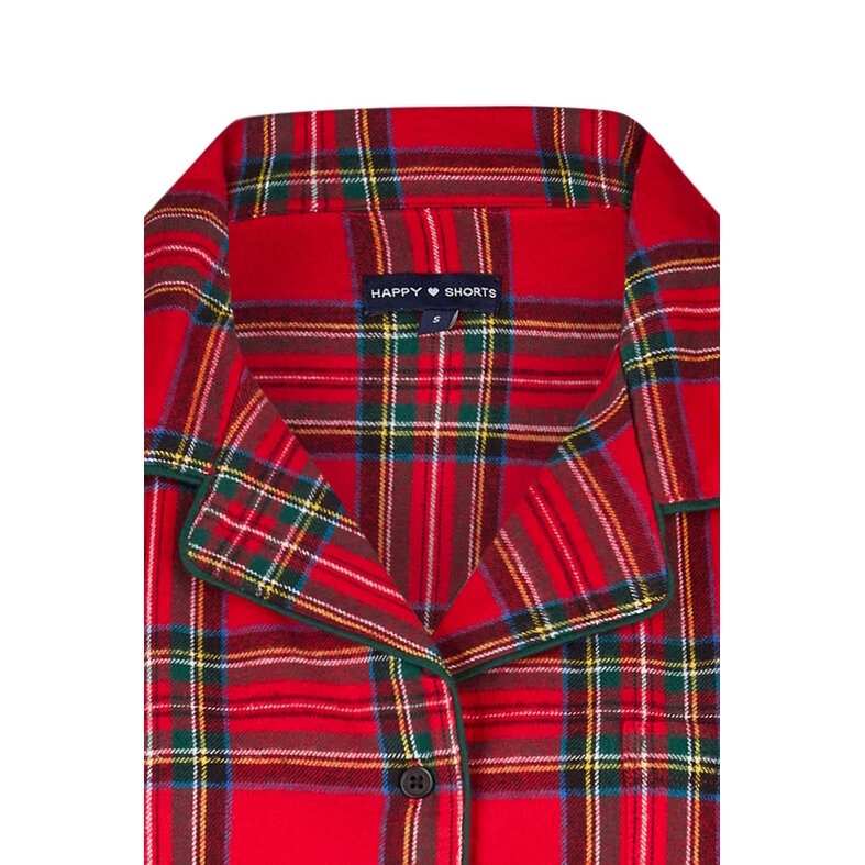 Happy Shorts Happy Shorts Dames Nachthemd Lange Mouw Flanel Rood Geruit