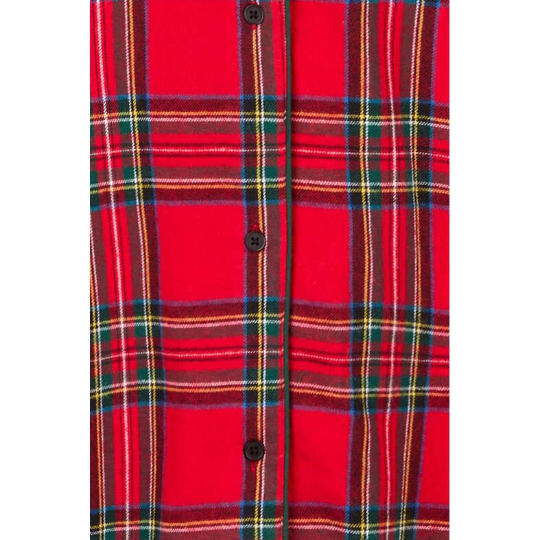 Happy Shorts Happy Shorts Dames Nachthemd Lange Mouw Flanel Rood Geruit