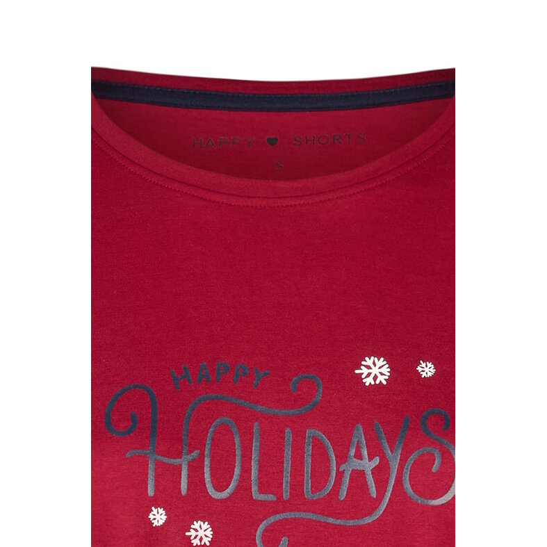 Happy Shorts Happy Shorts Dames Kerst Nachthemd Lange Mouw Rood Print