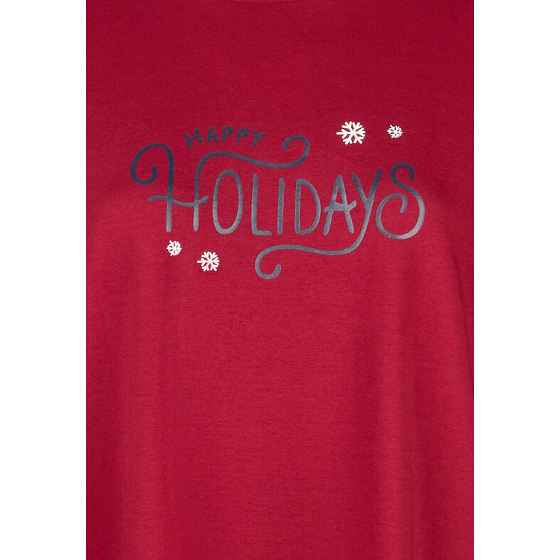 Happy Shorts Happy Shorts Dames Kerst Nachthemd Lange Mouw Rood Print