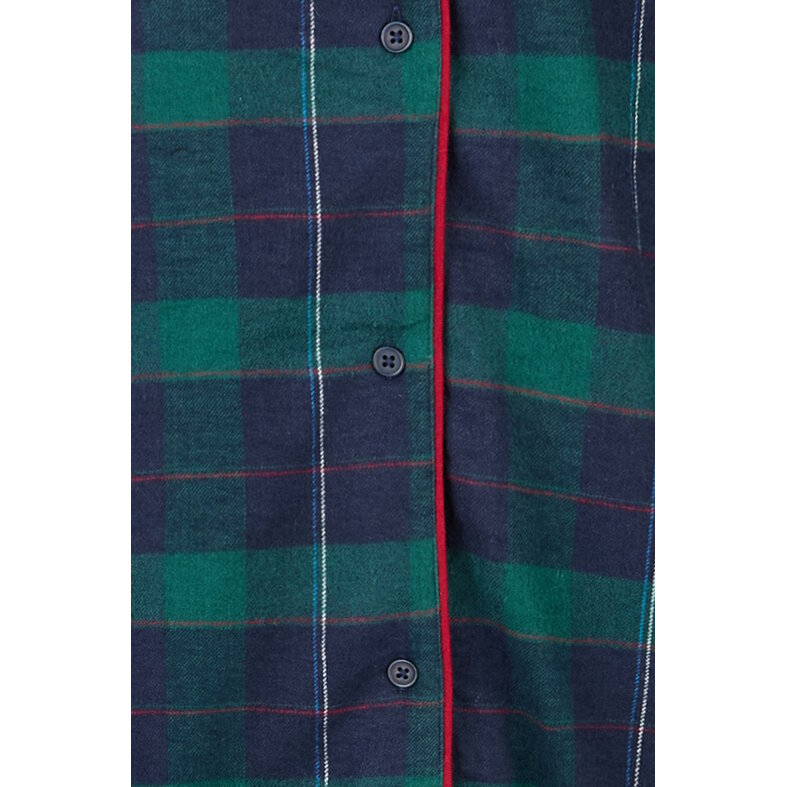 Happy Shorts Happy Shorts Dames Nachthemd Lange Mouw Flanel Donkerblauw/Groen Geruit