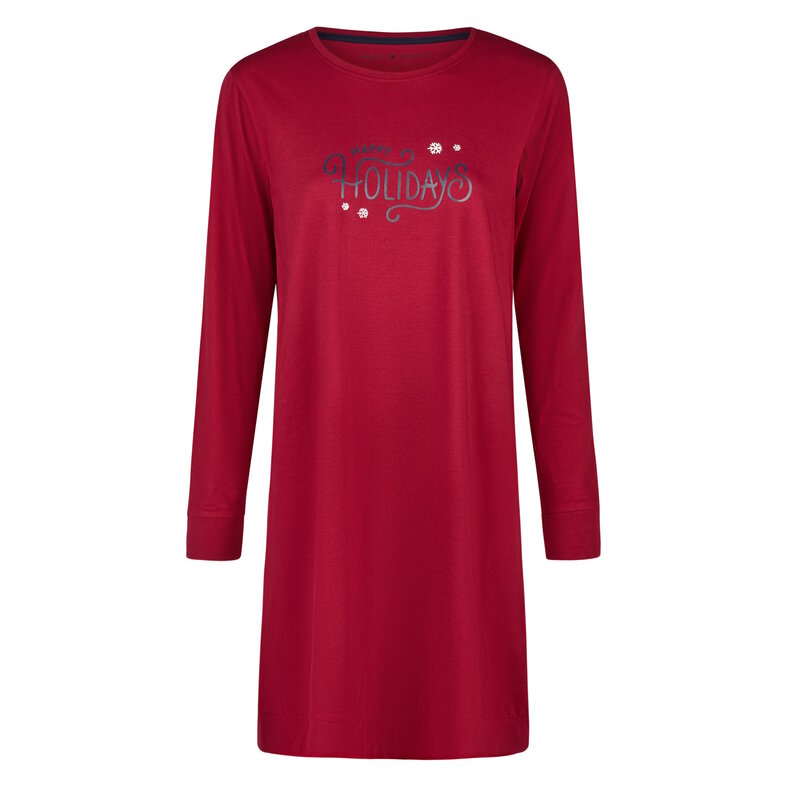 Happy Shorts Happy Shorts Dames Kerst Nachthemd Lange Mouw Rood Print