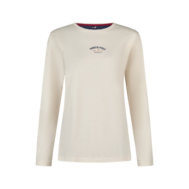 Happy Shorts Happy Shorts Dames Kerst Pyjama Set Shirt + Broek Wit/Donkerblauw Gingerbread